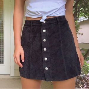 Corduroy Black Button-Up Skirt